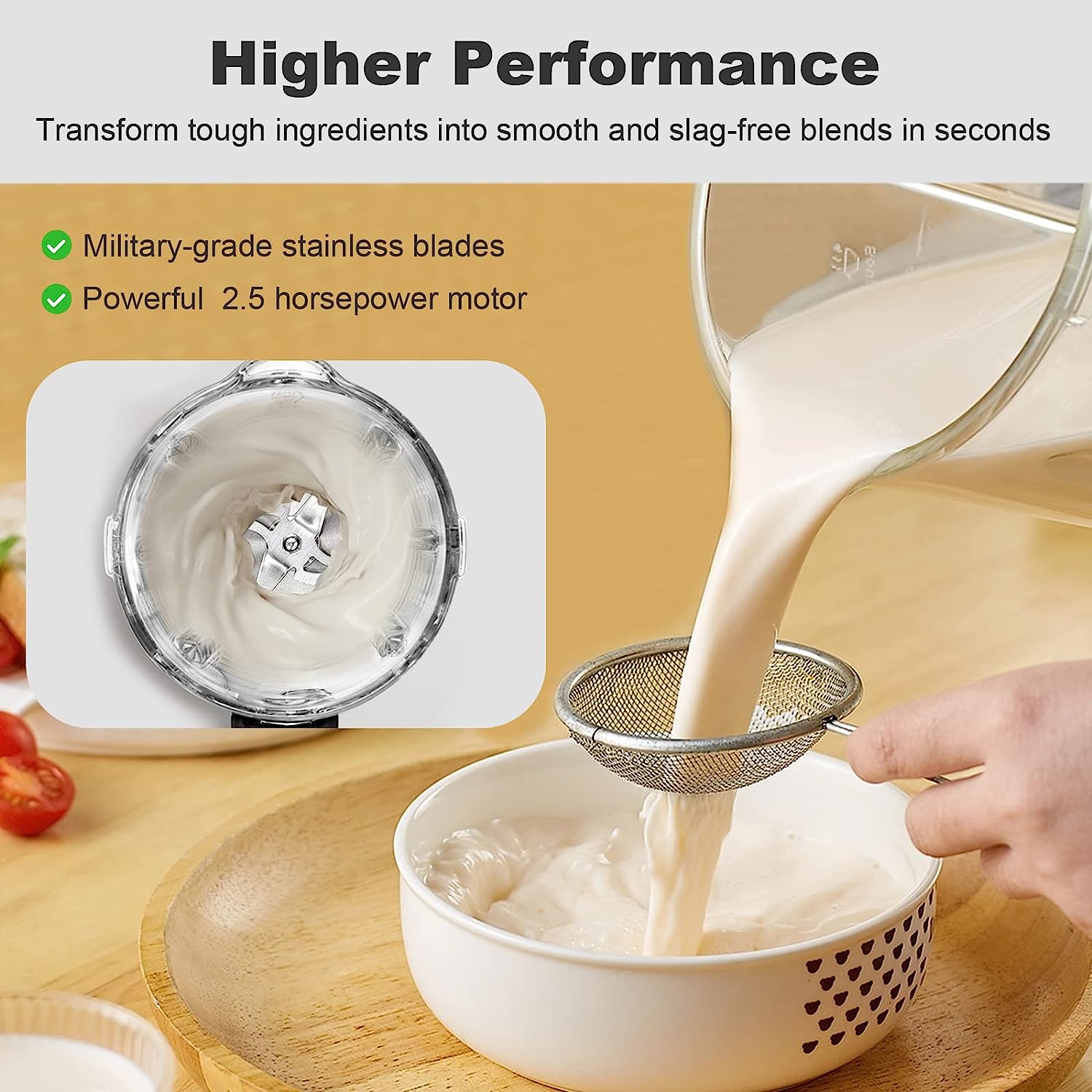 Kitchen Quiet Professional Blender: Vacuum Commercial Blender for Shakes and Smoothies