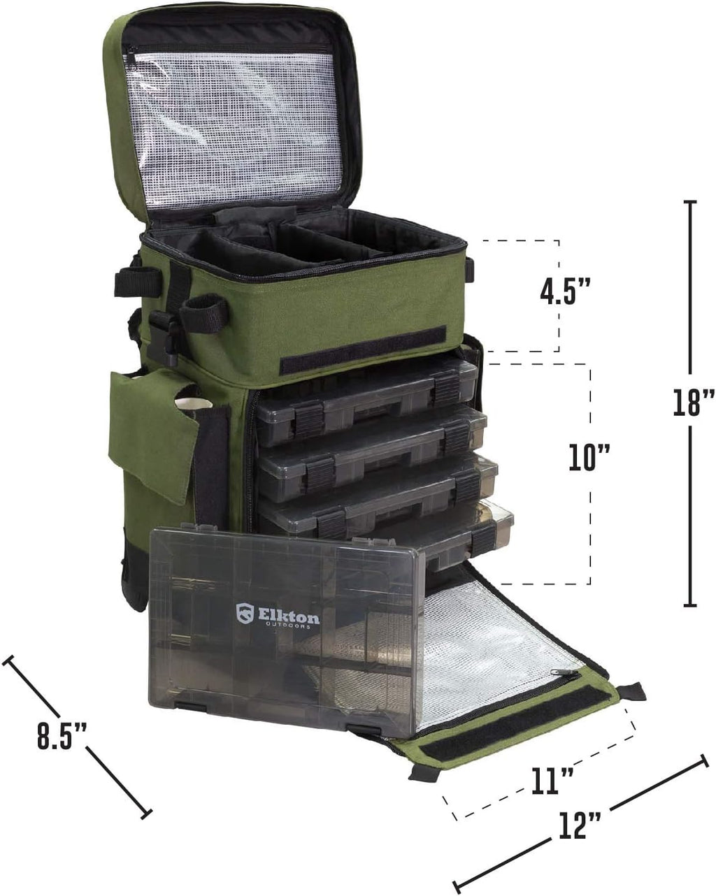 Elkton Outdoors Rolling Tackle Box with Wheels